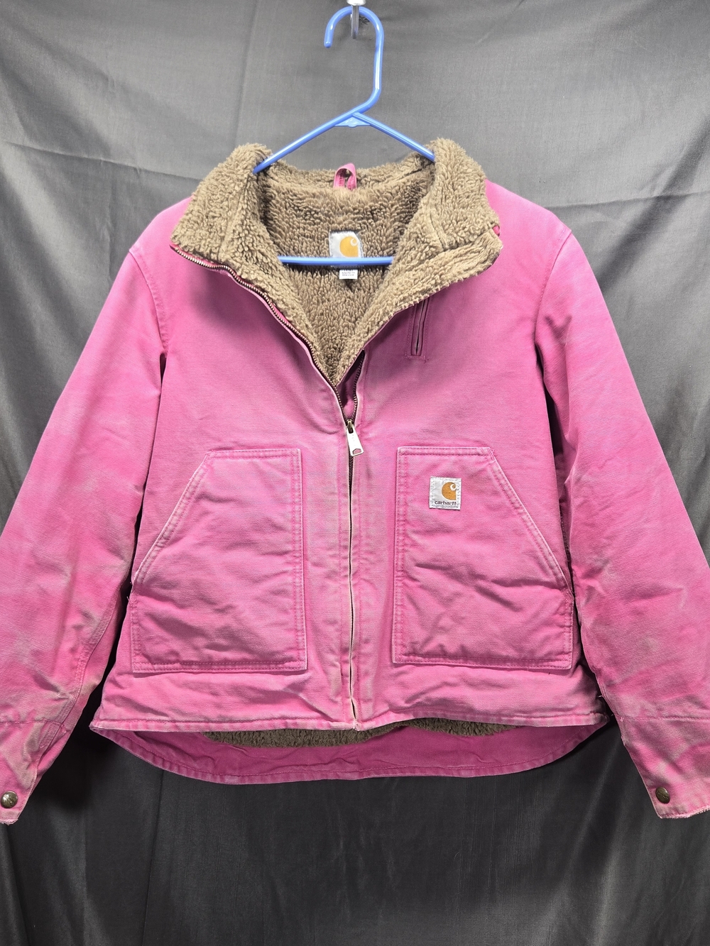 Rare Vintage Pink Carhartt Jacket Sherpa Lined Full-Zip Women’s Small WJ022 677
